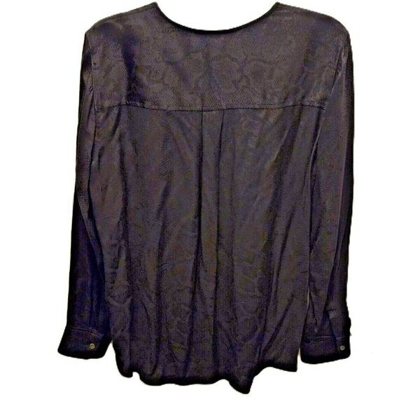 Rails Hillary Black‎ Snake Jacquard Wrap Blouse Top Size L - Picture 3 of 15